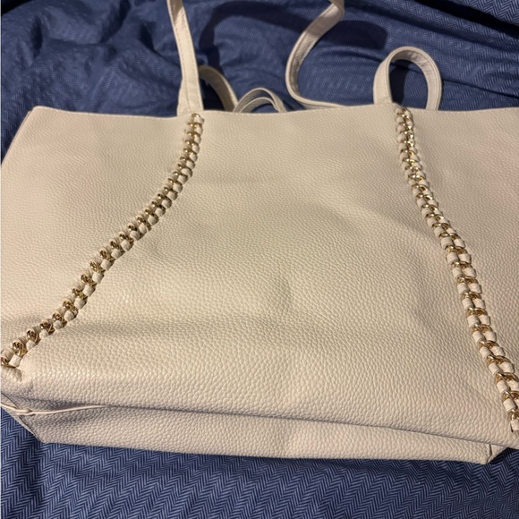 Badgley Mischka Cream Tote with Gold Chain Detail - Picture 8 of 8